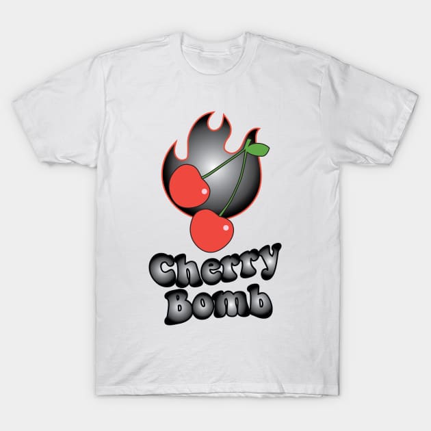 Black Cherry Bomb Flaming Design T-Shirt by YourGoods